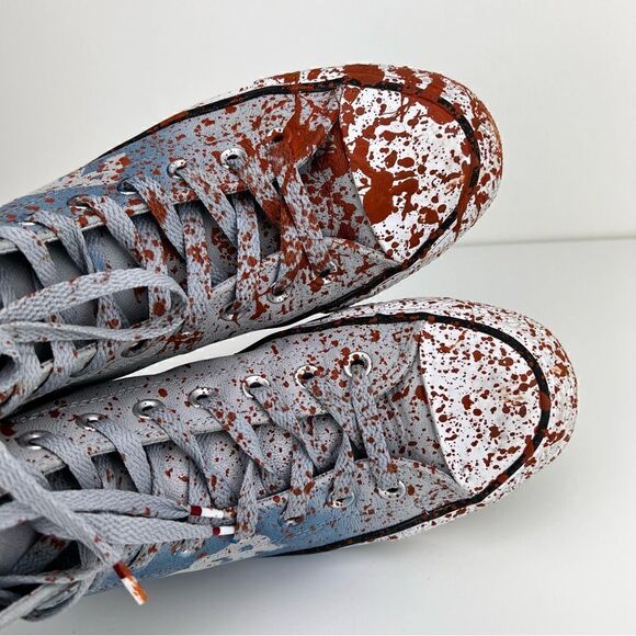 Converse Hightop Shoes Limited Edition Leather Unisex  Paint Splatter - Picture 7 of 10